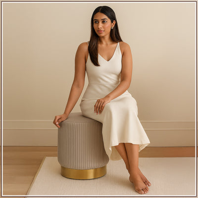 Snuggle Up Spot Velvet Pouf Stool | Nestroots