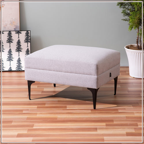 Mélange Vibes Cube Metallic Pouf Stool in Light Grey Color | Nestroots