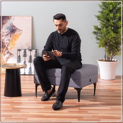 Nimbus Cloud Cube Metallic Pouf Stool in Grey Color | Nestroots