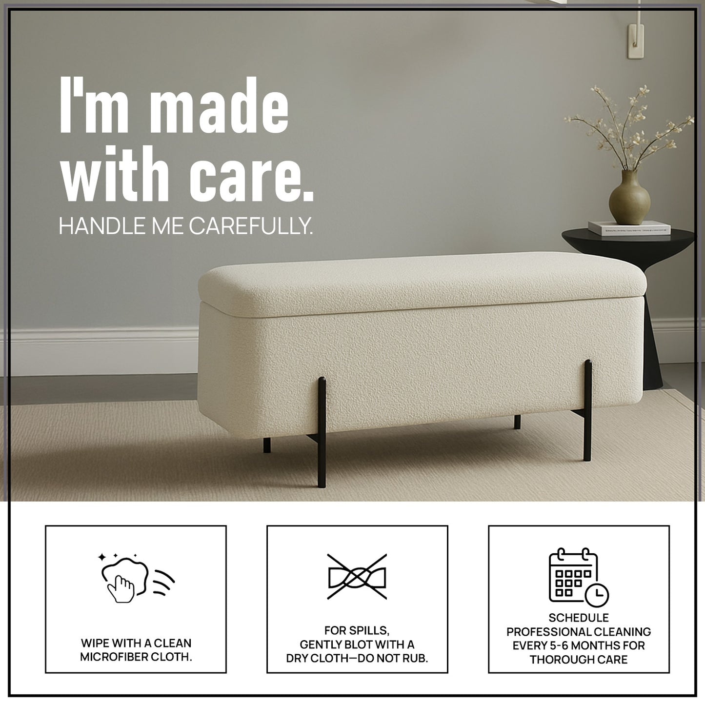 Ivory Bliss Storage  Bench | Nestroots