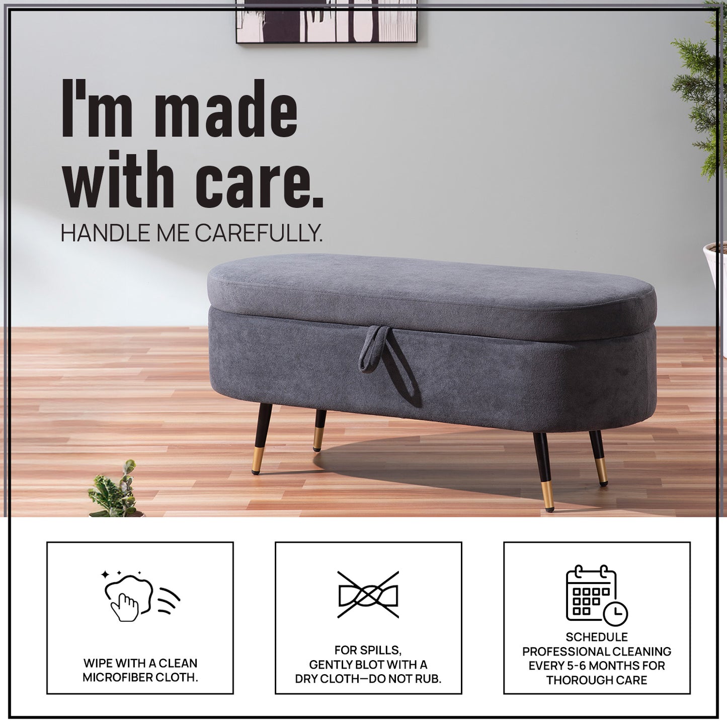 Smoky Daydream Ottoman Bench With Storage | Nestroots