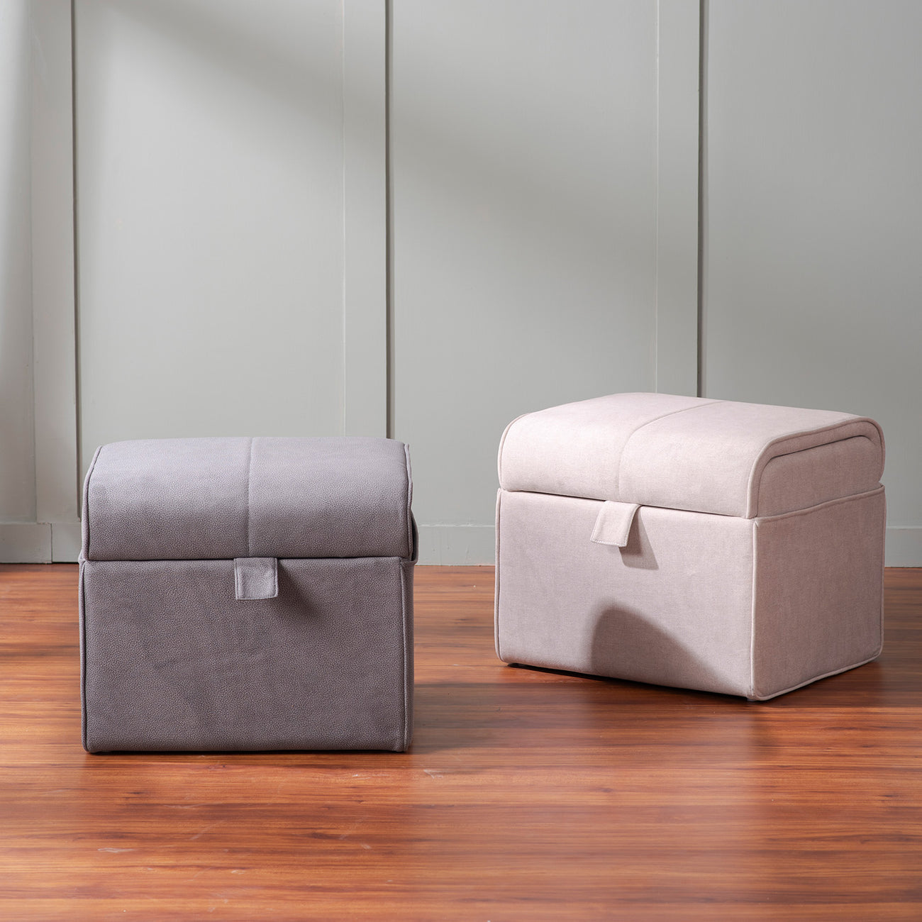 Buy Depot Collection Beige & Grey Storage Ottoman Set Of 2 Online