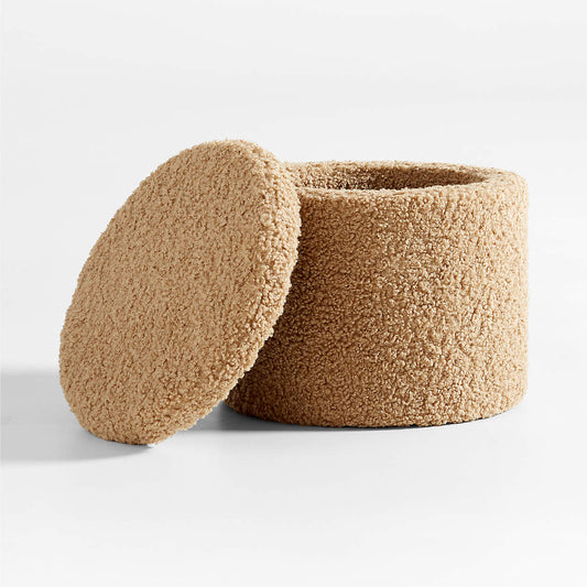 Caramel Brown Desert Dune Sherpa Boucle Kids Pouffe