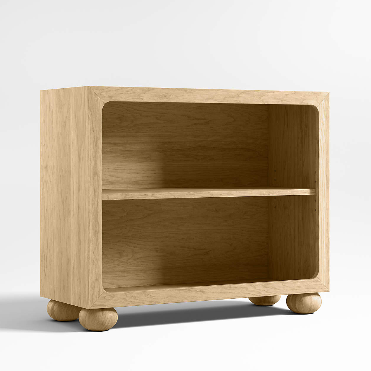 Emery 36" Natural Oak Wood 2-Shelf Kids Bookcase