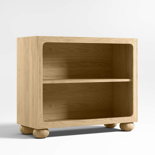 Emery 36" Natural Oak Wood 2-Shelf Kids Bookcase