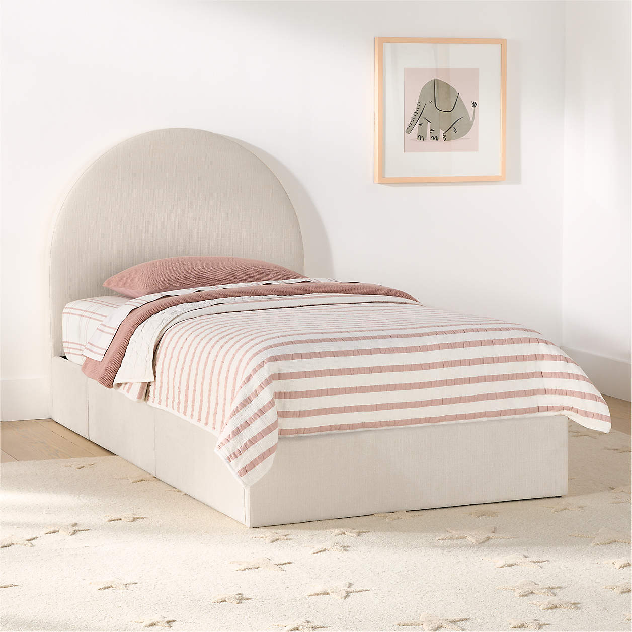 Moonrise Cream Brushed Polyester Kids Big  Storage Bed