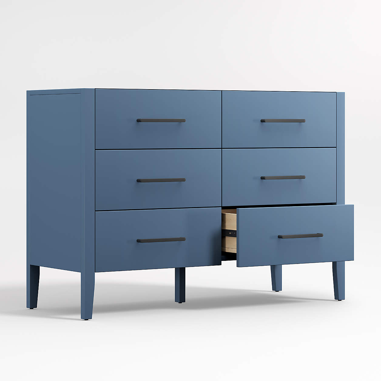 Ever Simple 48" Slate Blue Wood 6-Drawer Kids Dresser