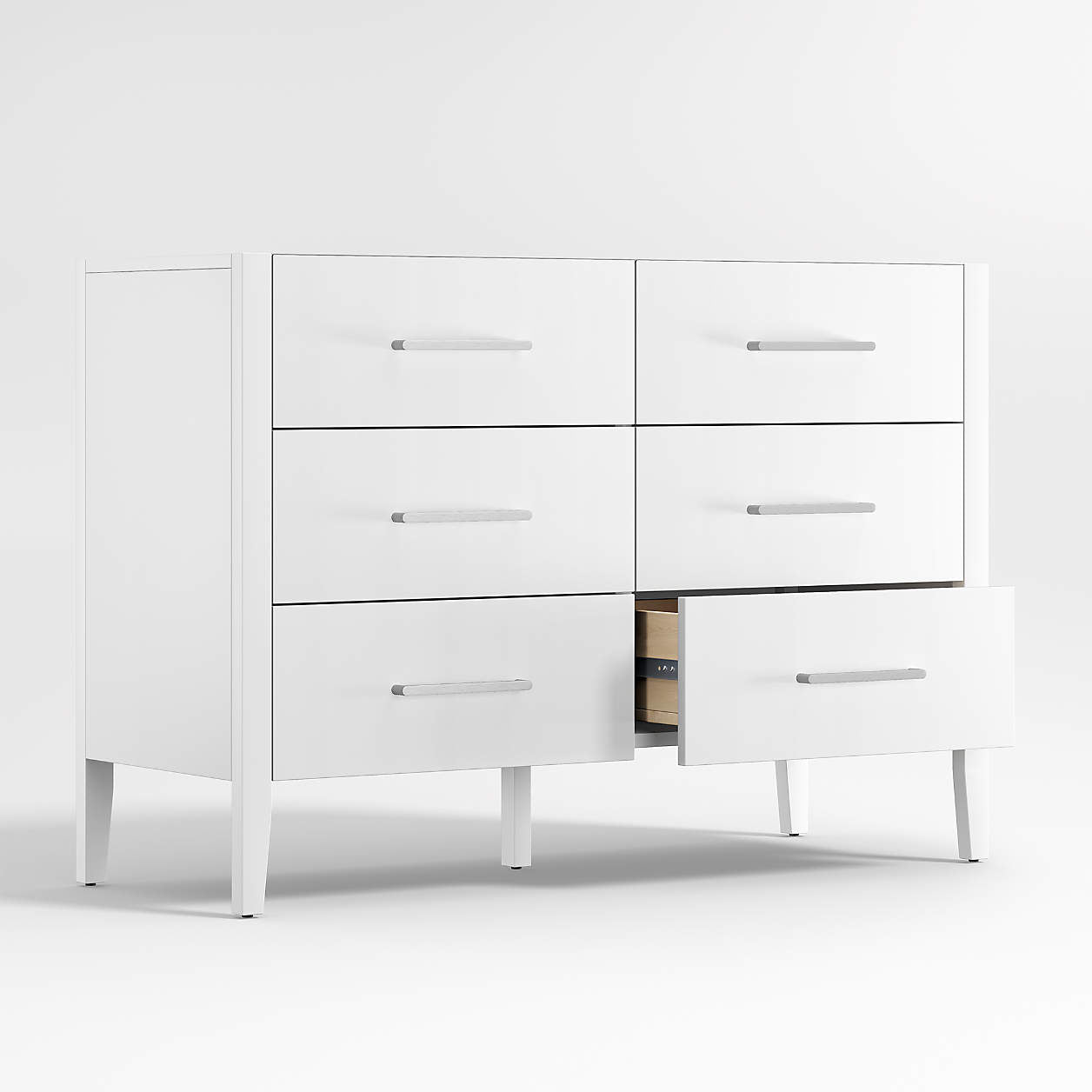 Ever Simple 48" White Wood 6-Drawer Kids Dresser