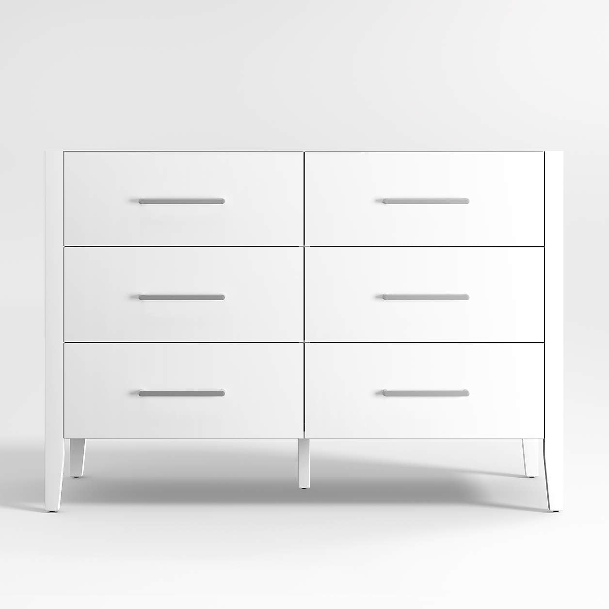 Ever Simple 48" White Wood 6-Drawer Kids Dresser
