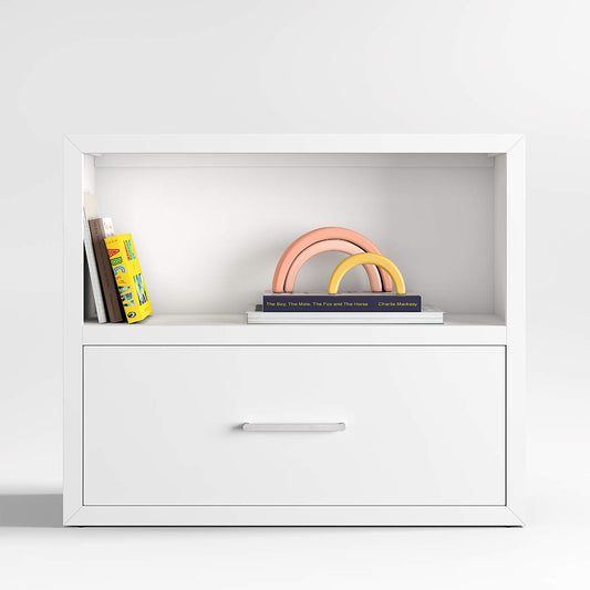 Ever Simple 36" Modular White Wood Kids Bookcase with Drawer