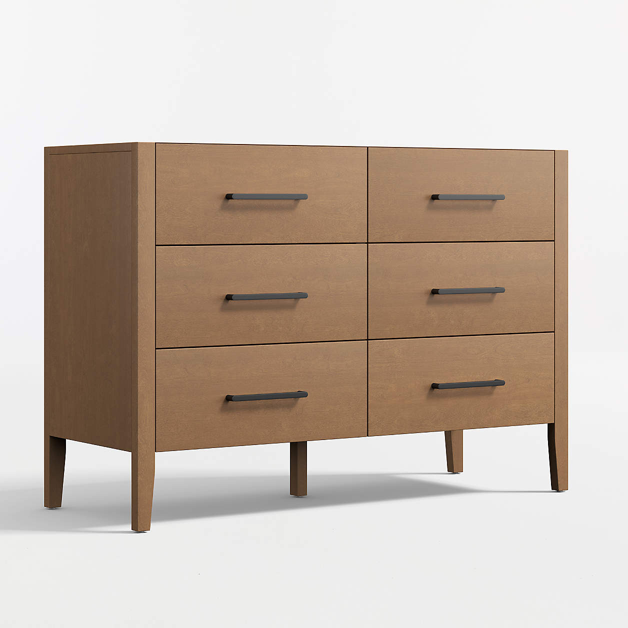Ever Simple 48" Flax Brown Wood 6-Drawer Kids Dresser