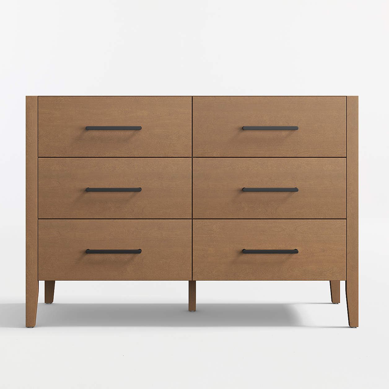 Ever Simple 48" Flax Brown Wood 6-Drawer Kids Dresser