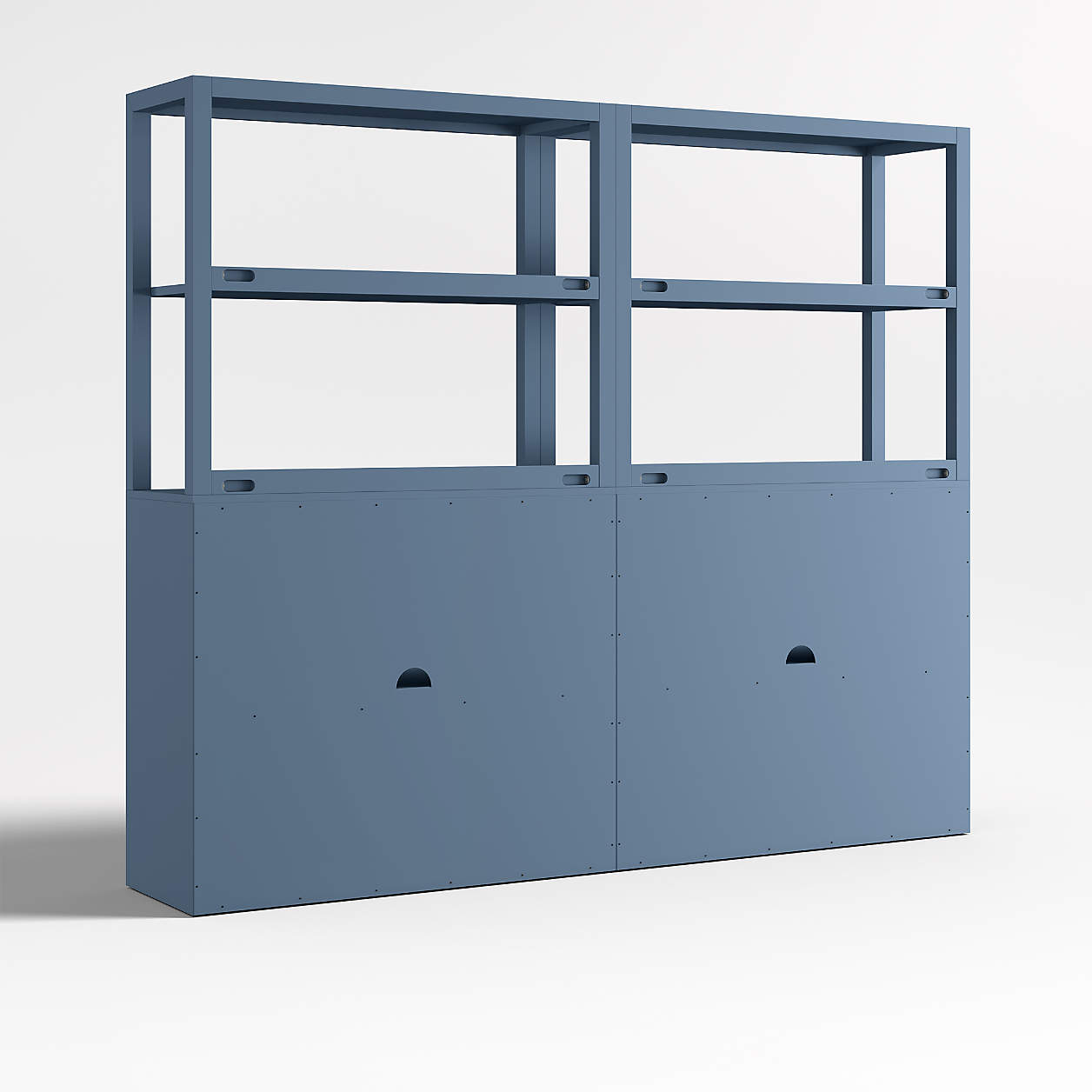 Ever Simple 72" Set of 2 Modular Slate Blue Wood Kids Drawer Bookcases with Hutches