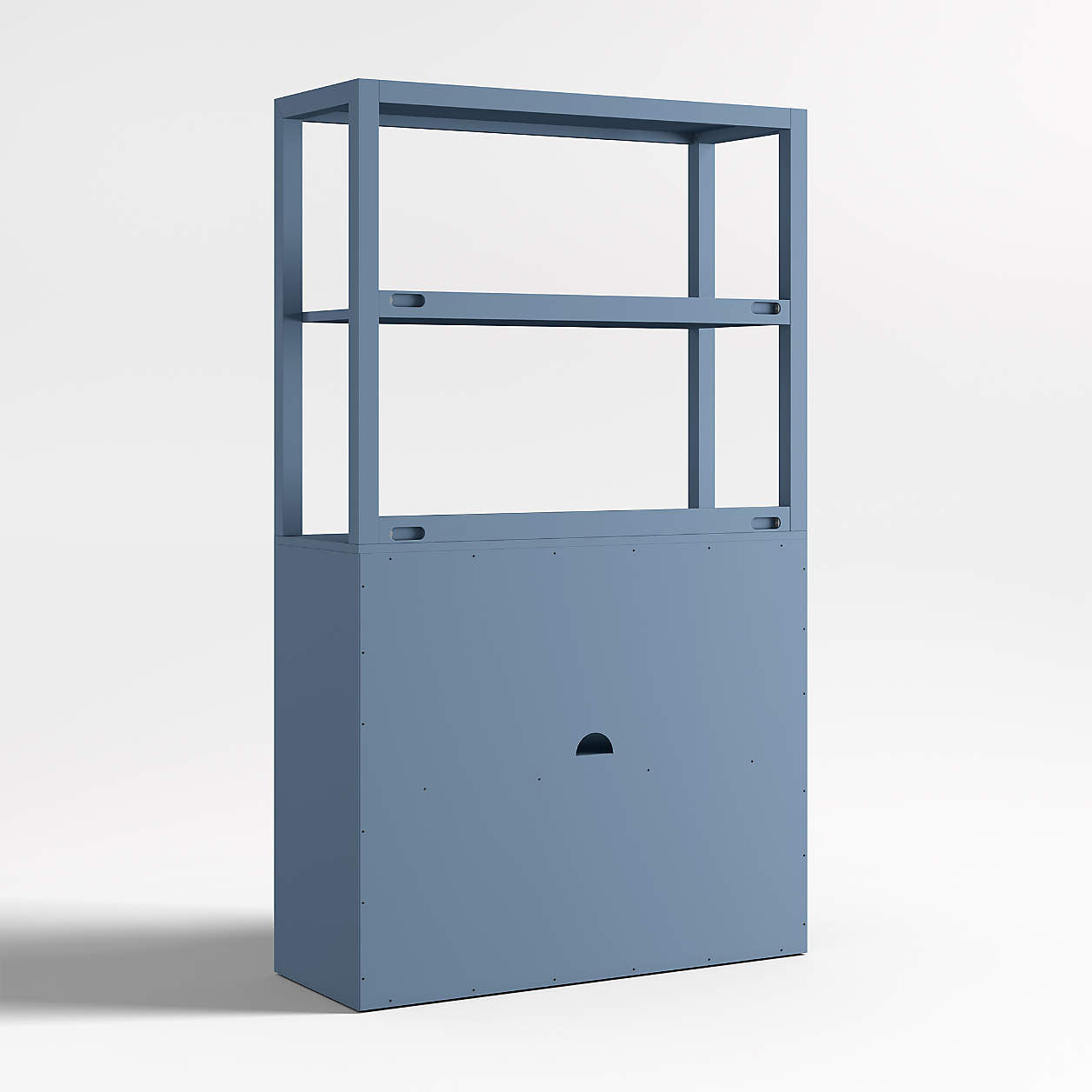 Ever Simple 36" Modular Slate Blue Wood Kids Drawer Bookcase with Hutch