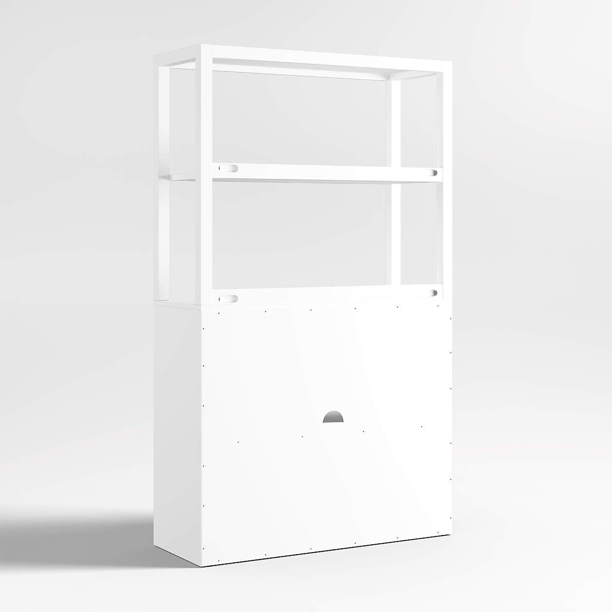 Ever Simple 36" Modular White Wood Kids Drawer Bookcase with Hutch