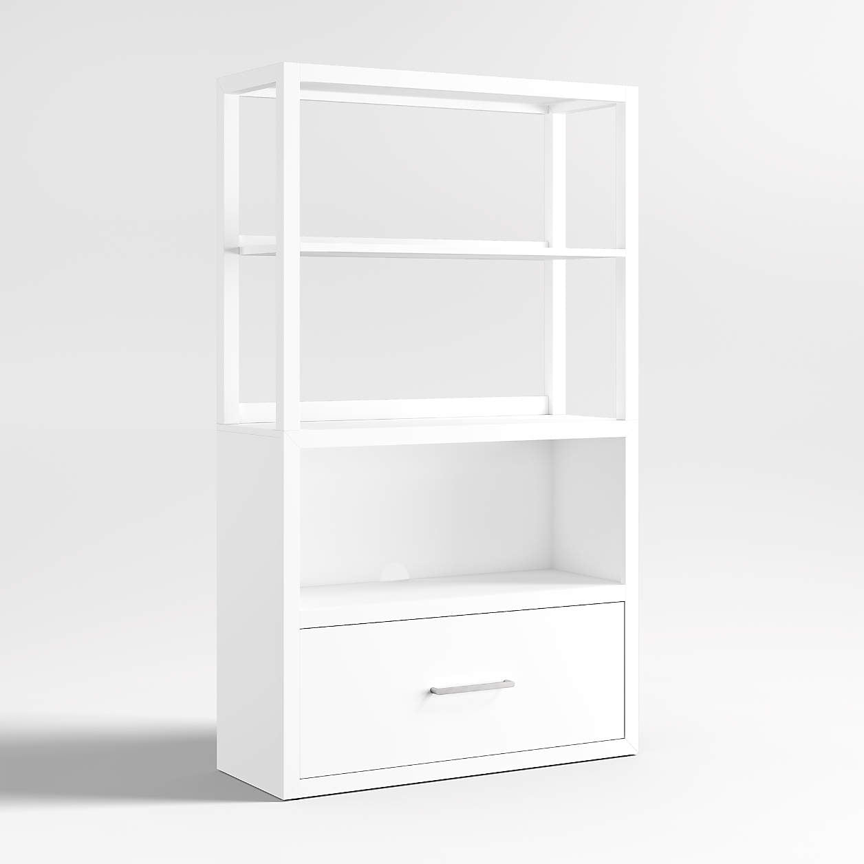 Ever Simple 36" Modular White Wood Kids Drawer Bookcase with Hutch