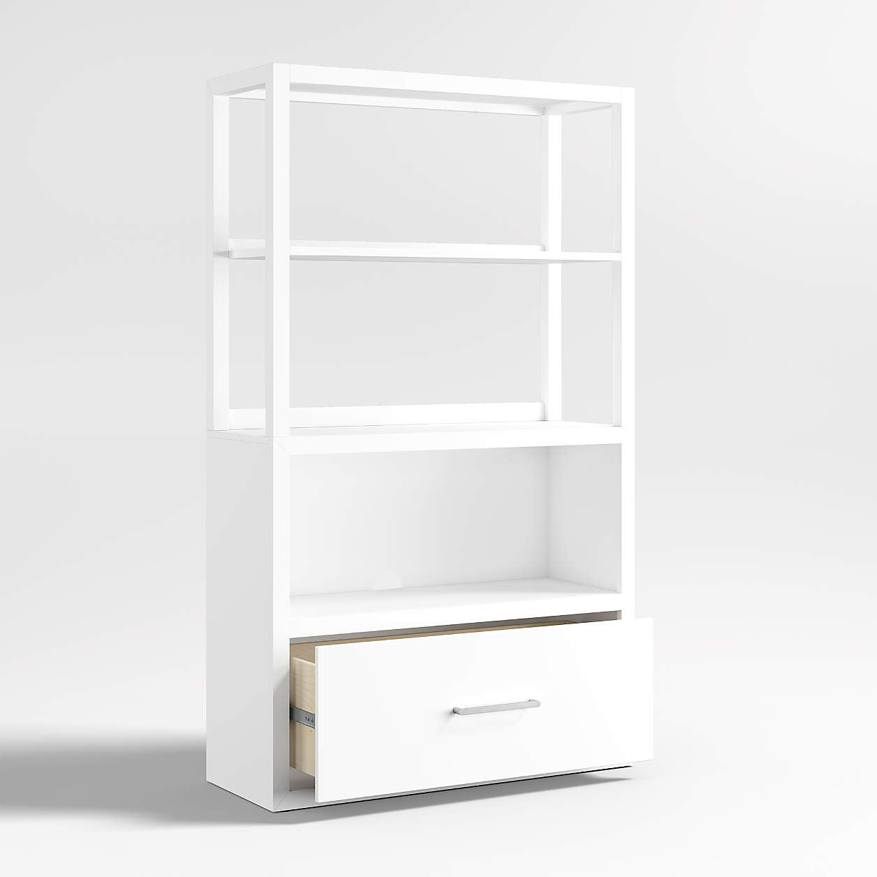 Ever Simple 36" Modular White Wood Kids Drawer Bookcase with Hutch