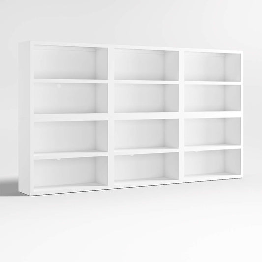 Ever Simple 108" Set of 3 Modular White Wood Kids Open Bookcases