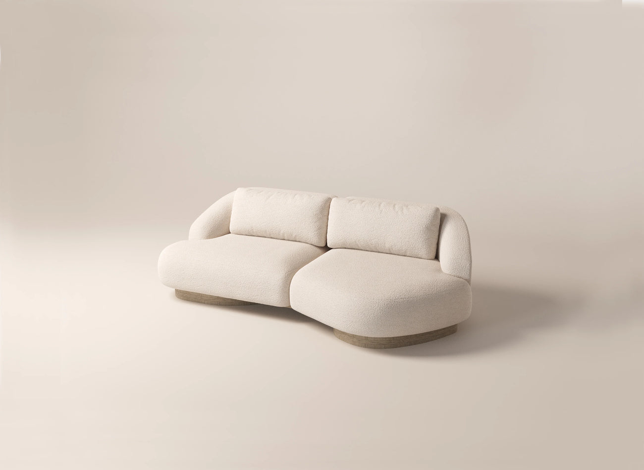 Athena 3-Seater Butterfly Right Sofa - Cream Shearling