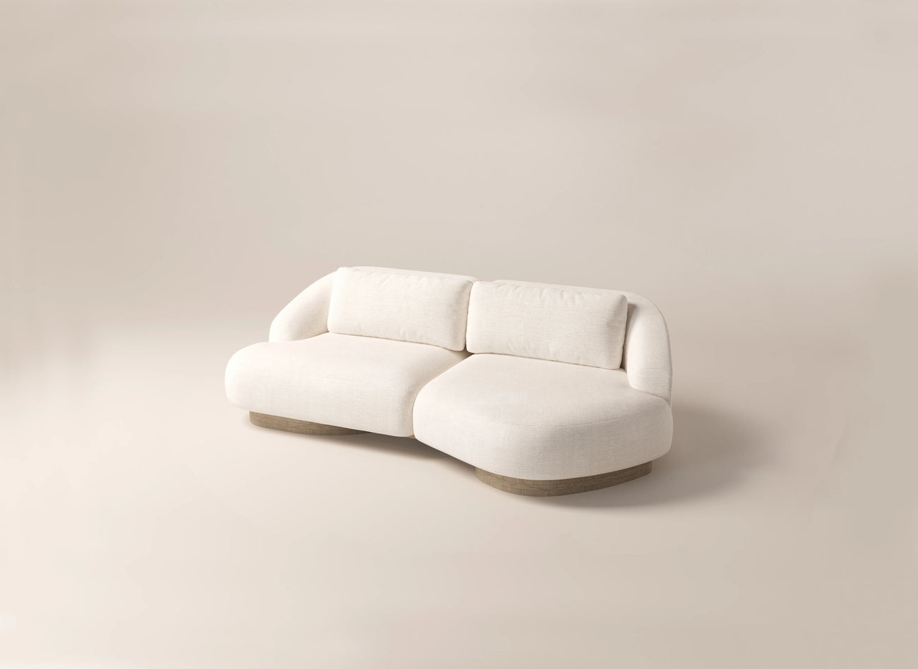 Athena 3-Seater Butterfly Right Sofa - Off-White Boucle