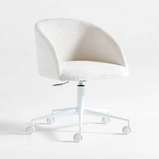 Finch Cream Boucle Kids Desk Chair with Black Base