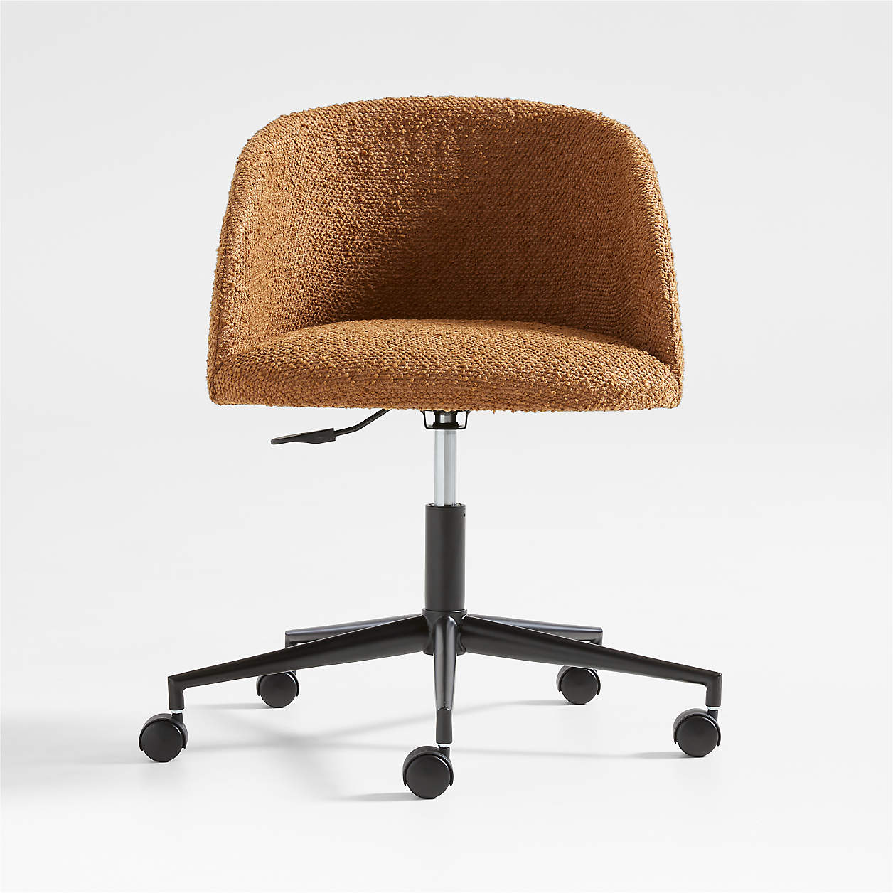 Finch Maple Brown Boucle Kids Desk Chair with Black Base