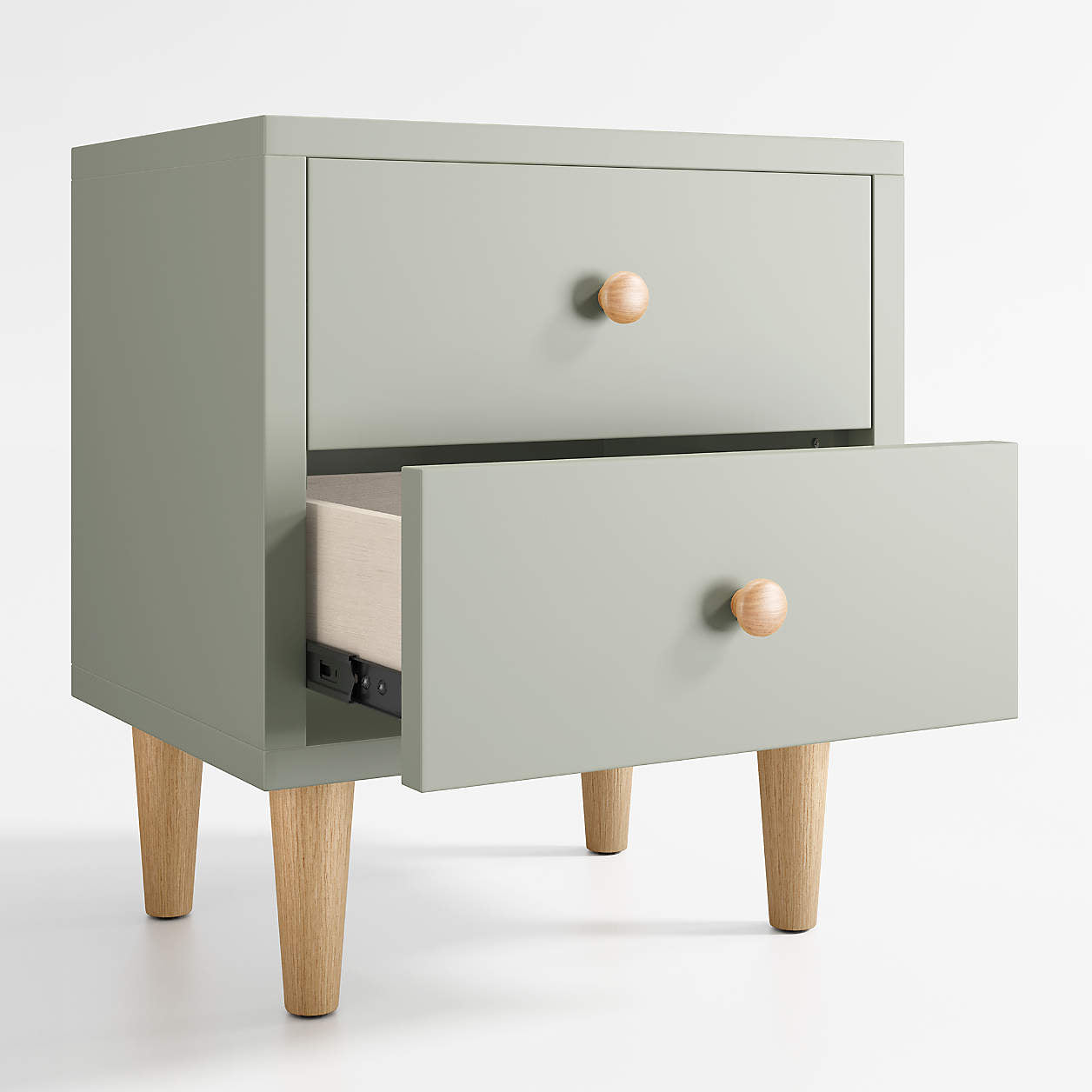 Finn 20" Sage Green Wood 2-Drawer Kids Nightstand