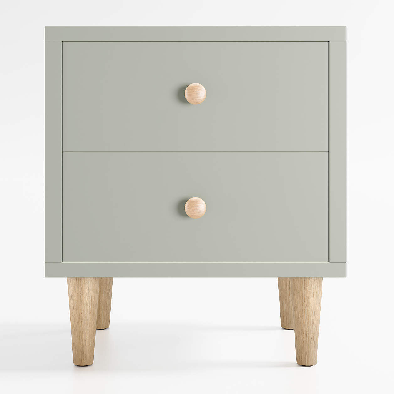 Finn 20" Sage Green Wood 2-Drawer Kids Nightstand