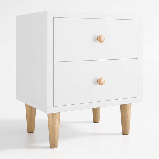 Finn 20" White Wood 2-Drawer Kids Nightstand