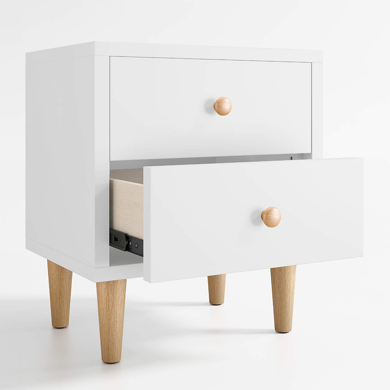 Finn 20" White Wood 2-Drawer Kids Nightstand