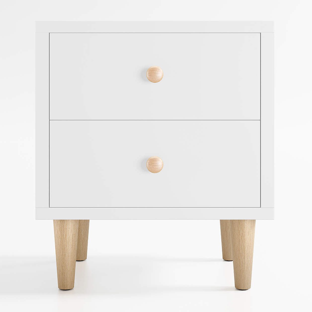 Finn 20" White Wood 2-Drawer Kids Nightstand