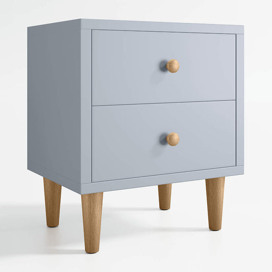 Finn 20" Mist Blue Wood 2-Drawer Kids Nightstand