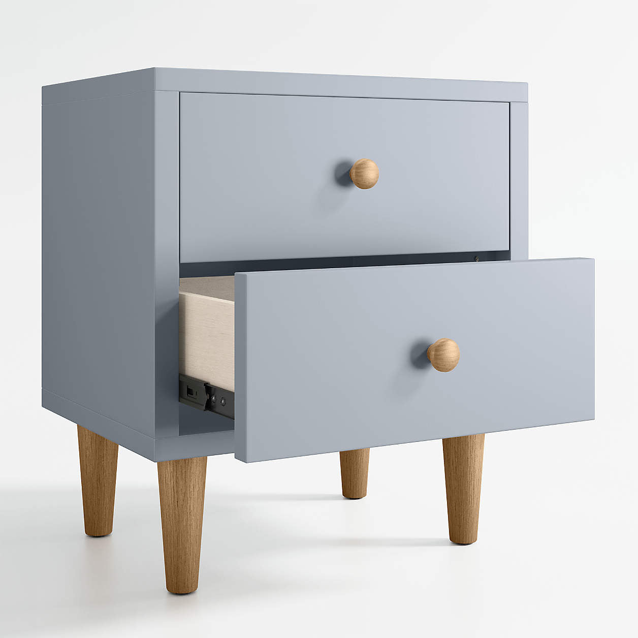 Finn 20" Mist Blue Wood 2-Drawer Kids Nightstand