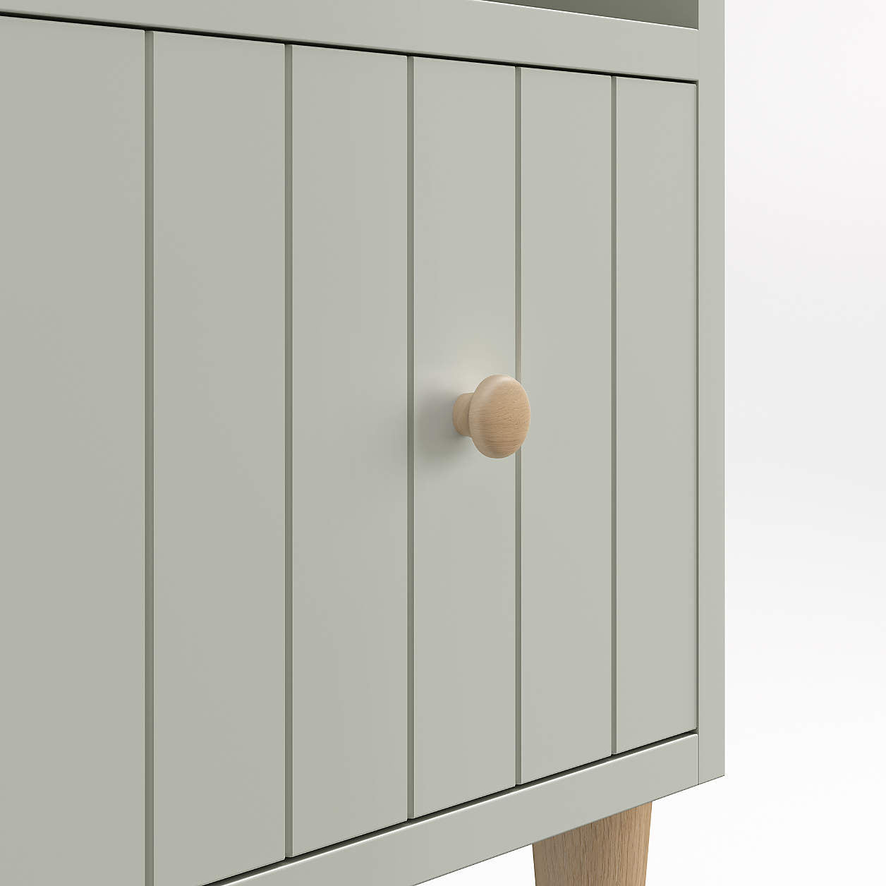 Finn 36" Sage Green Wood 3-Shelf Tall Kids Bookcase with Drawer