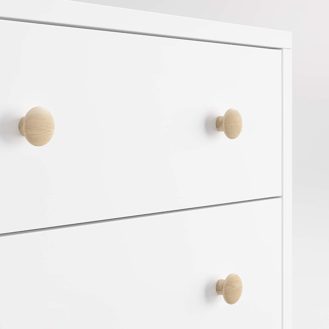 Finn 51" White Wood Wide 6-Drawer Kids Dresser