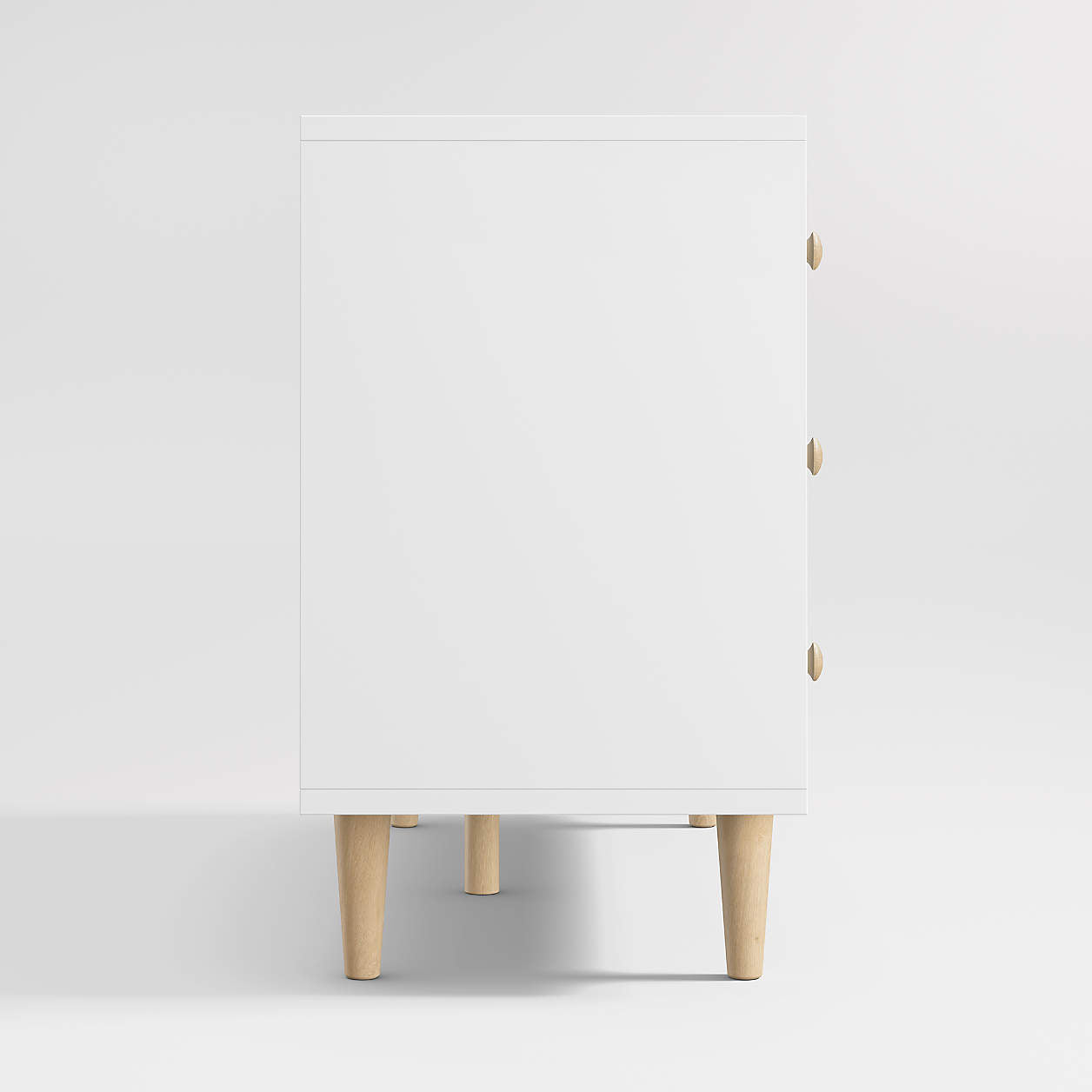 Finn 51" White Wood Wide 6-Drawer Kids Dresser