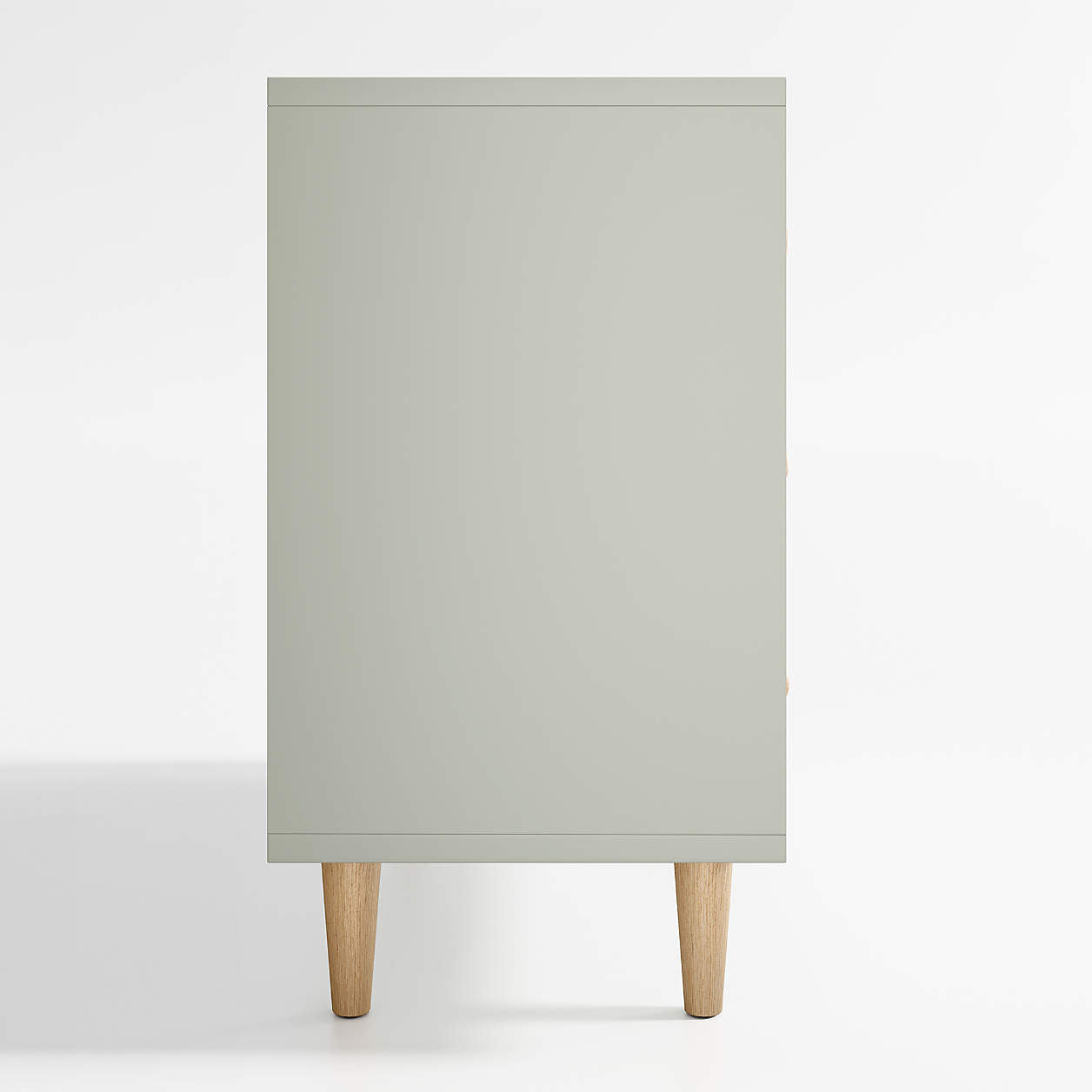 Finn 44" Narrow Sage Green Wood 3-Drawer Kids Dresser with Door