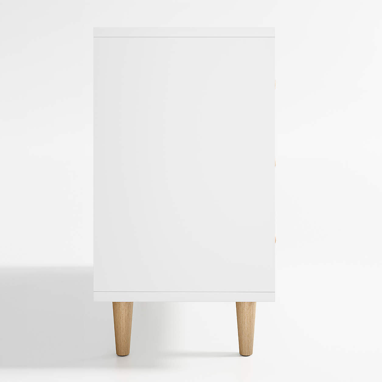 Finn 44" Narrow White Wood 3-Drawer Kids Dresser with Door