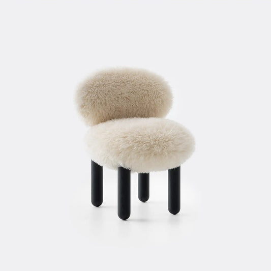 Fluffy Flock Dining Chair Faux Fur, White