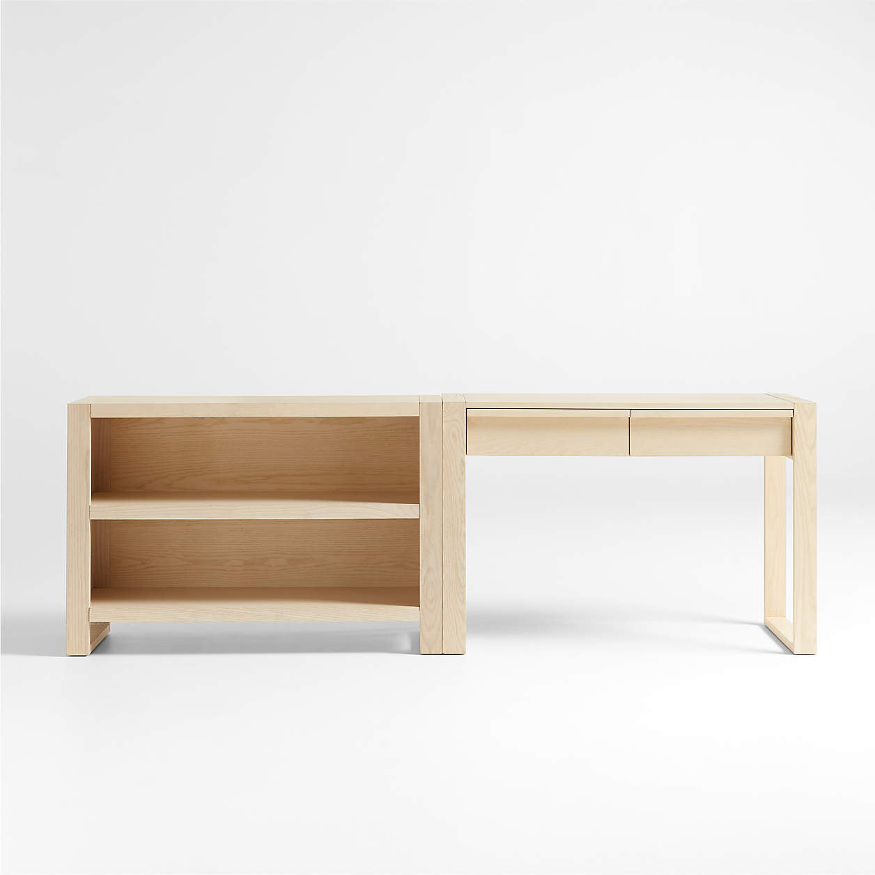 Gemini 45" Sunwashed Ash Wood 2-Shelf Small Kids Bookcase