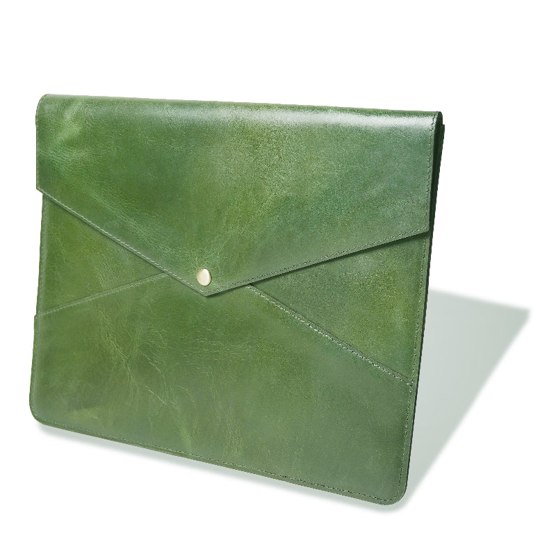 Green Leather Laptop Sleeve