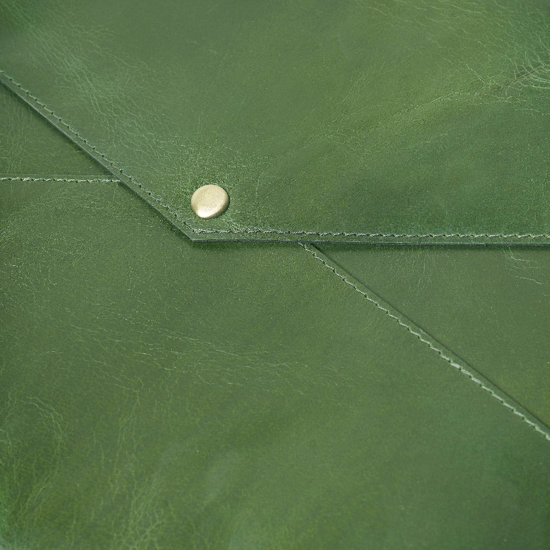 Green Leather Laptop Sleeve
