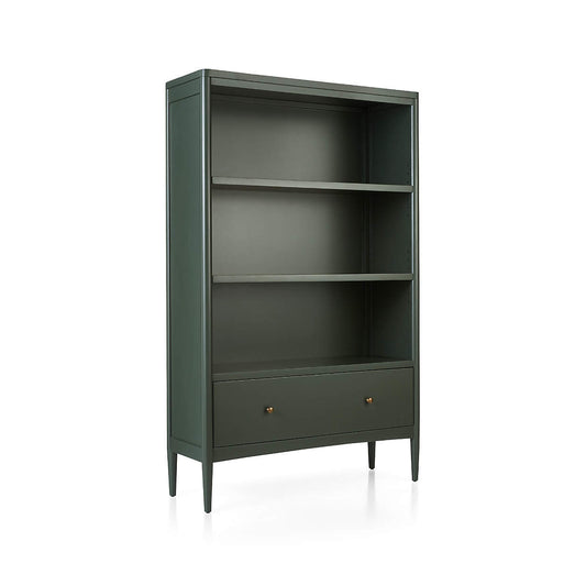 Hampshire 36" Olive Green Wood 3-Shelf Tall Kids Bookcase with Drawer