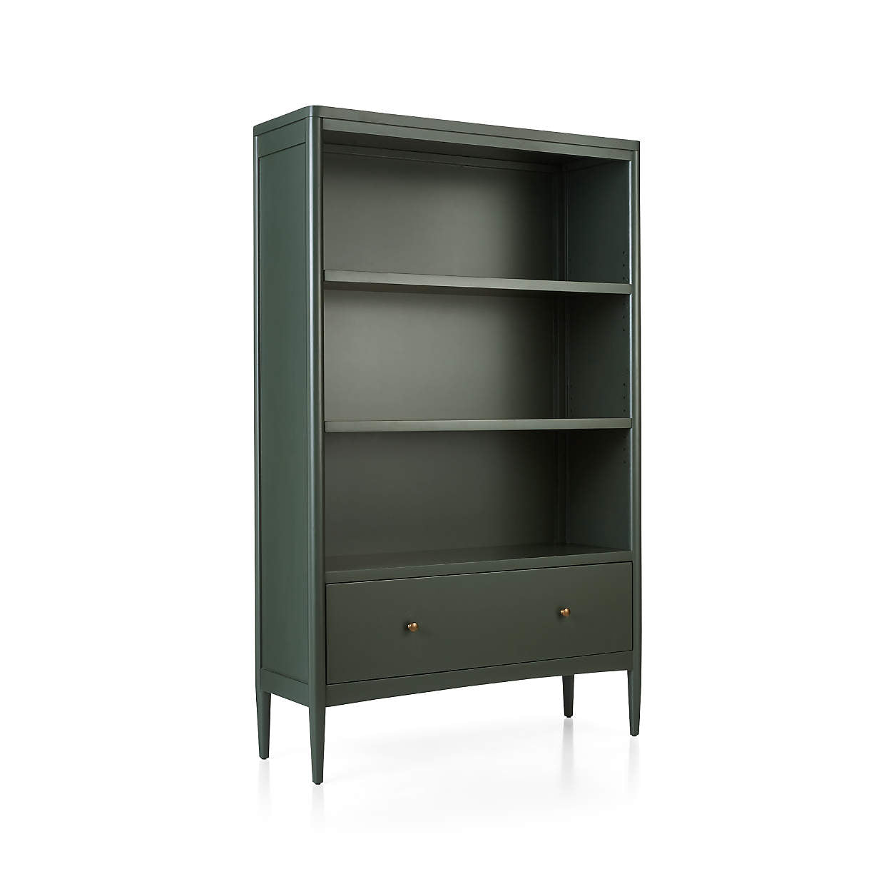 Hampshire 36" Olive Green Wood 3-Shelf Tall Kids Bookcase with Drawer