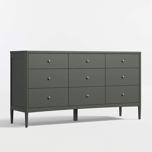 Hampshire 64" Olive Green Extra Wide 9-Drawer Kids Dresser