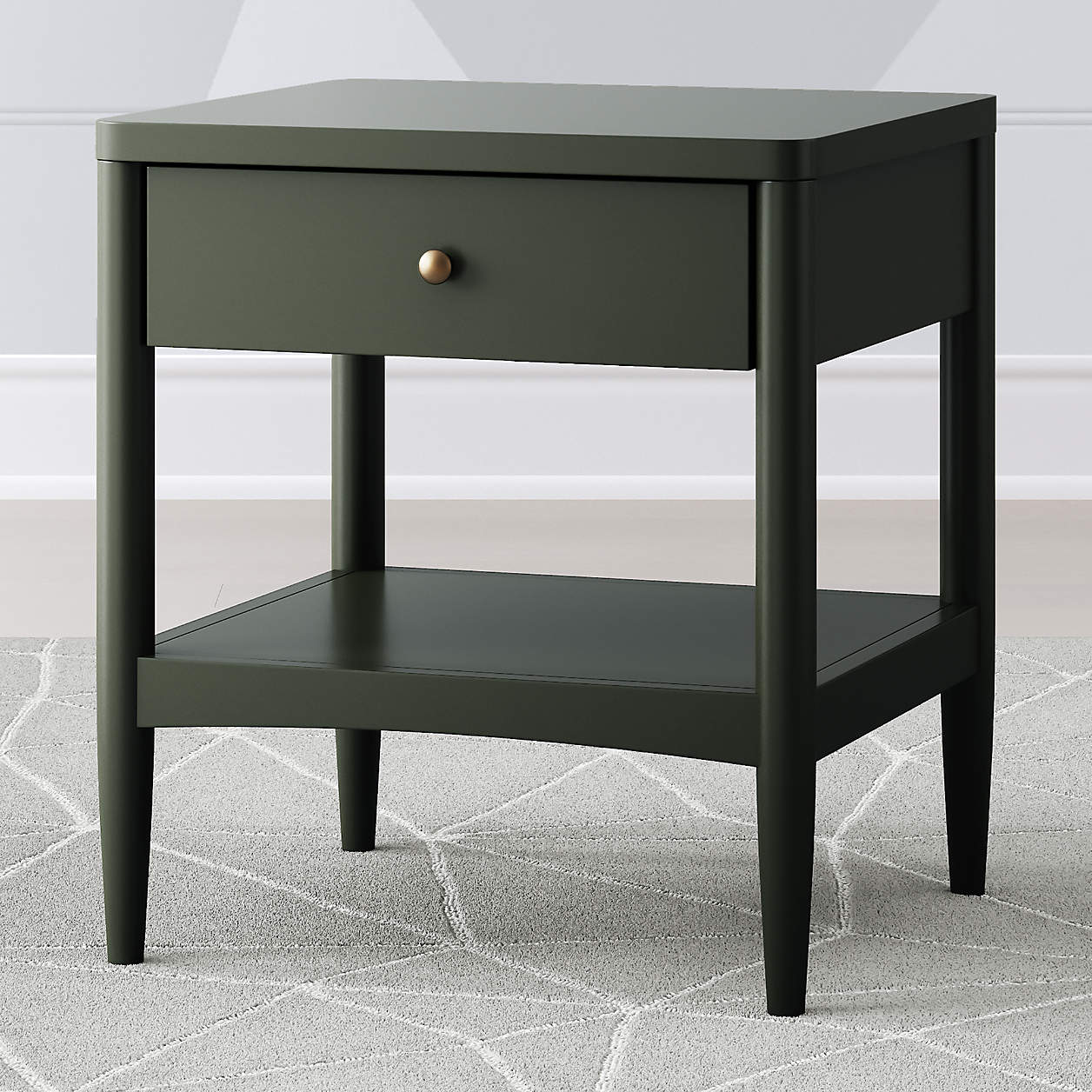 Hampshire 20" Olive Green Wood Kids Nightstand with Drawer