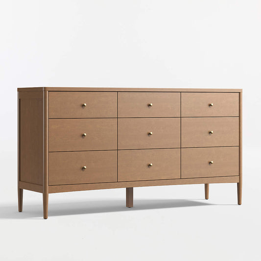 Hampshire 64" Natural Brown Wood Extra Wide 9-Drawer Kids Dresser