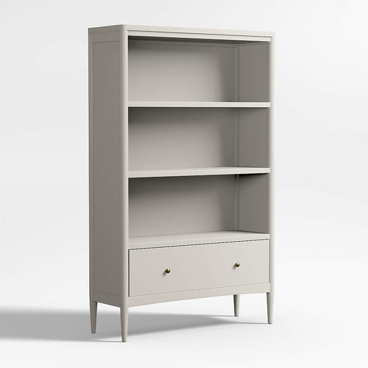 Hampshire 36" Cozy Grey Wood 3-Shelf Tall Kids Bookcase with Drawer
