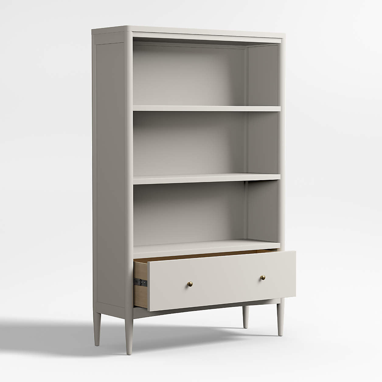 Hampshire 36" Cozy Grey Wood 3-Shelf Tall Kids Bookcase with Drawer