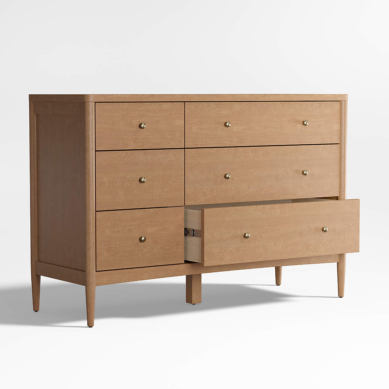 Hampshire 50" Natural Brown Wood 6-Drawer Wide Kids Dresser